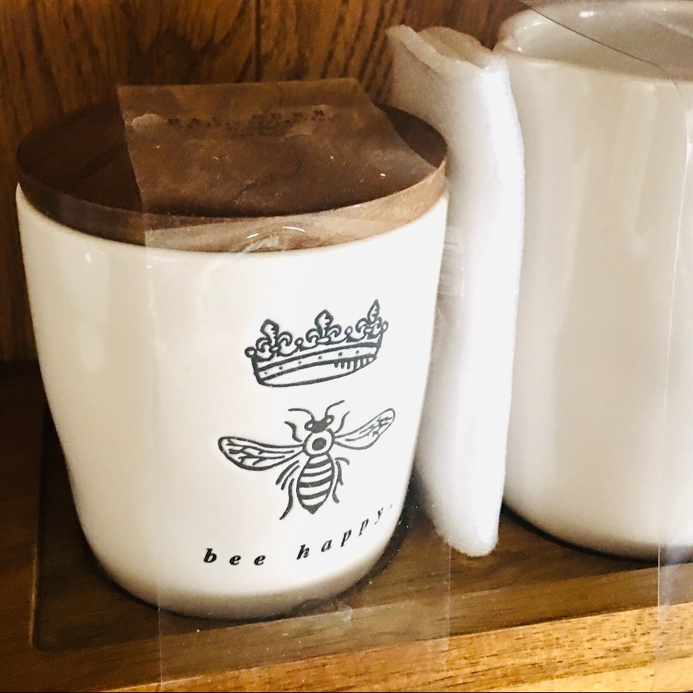 NEW TAGS Rae Dunn sugar creamer coffee kitchen set ceramic BEE KIND bumb…